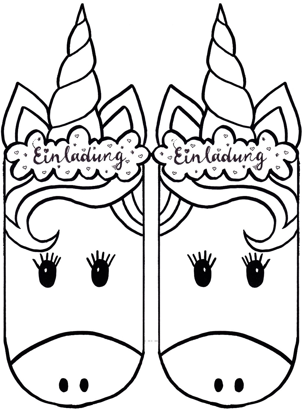 Einhorn Einladung - Vorlage zum Basteln kostenlos