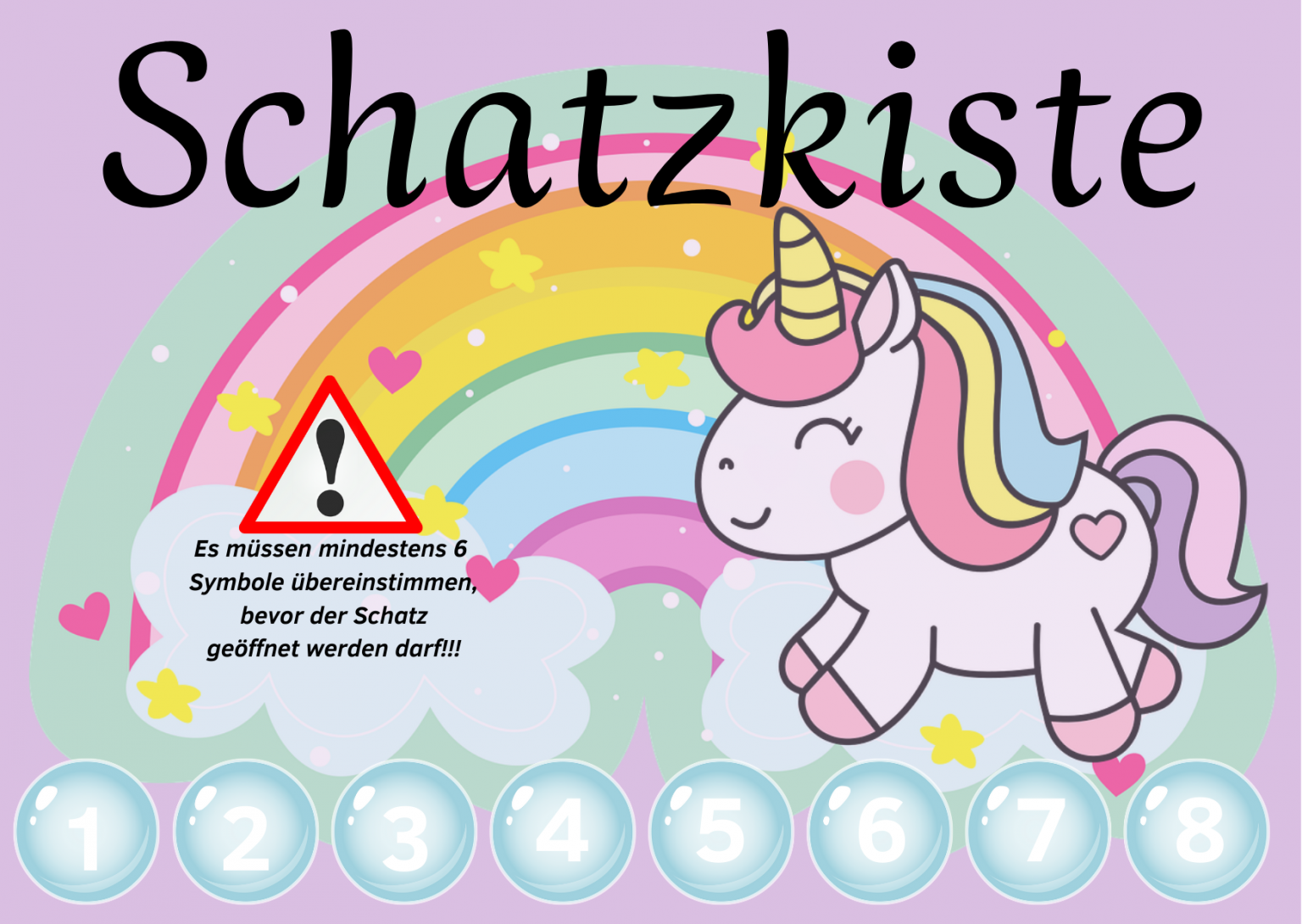 Einhorn Schatzsuche - Vorlage und Aufgaben kostenlos zum Ausdrucken