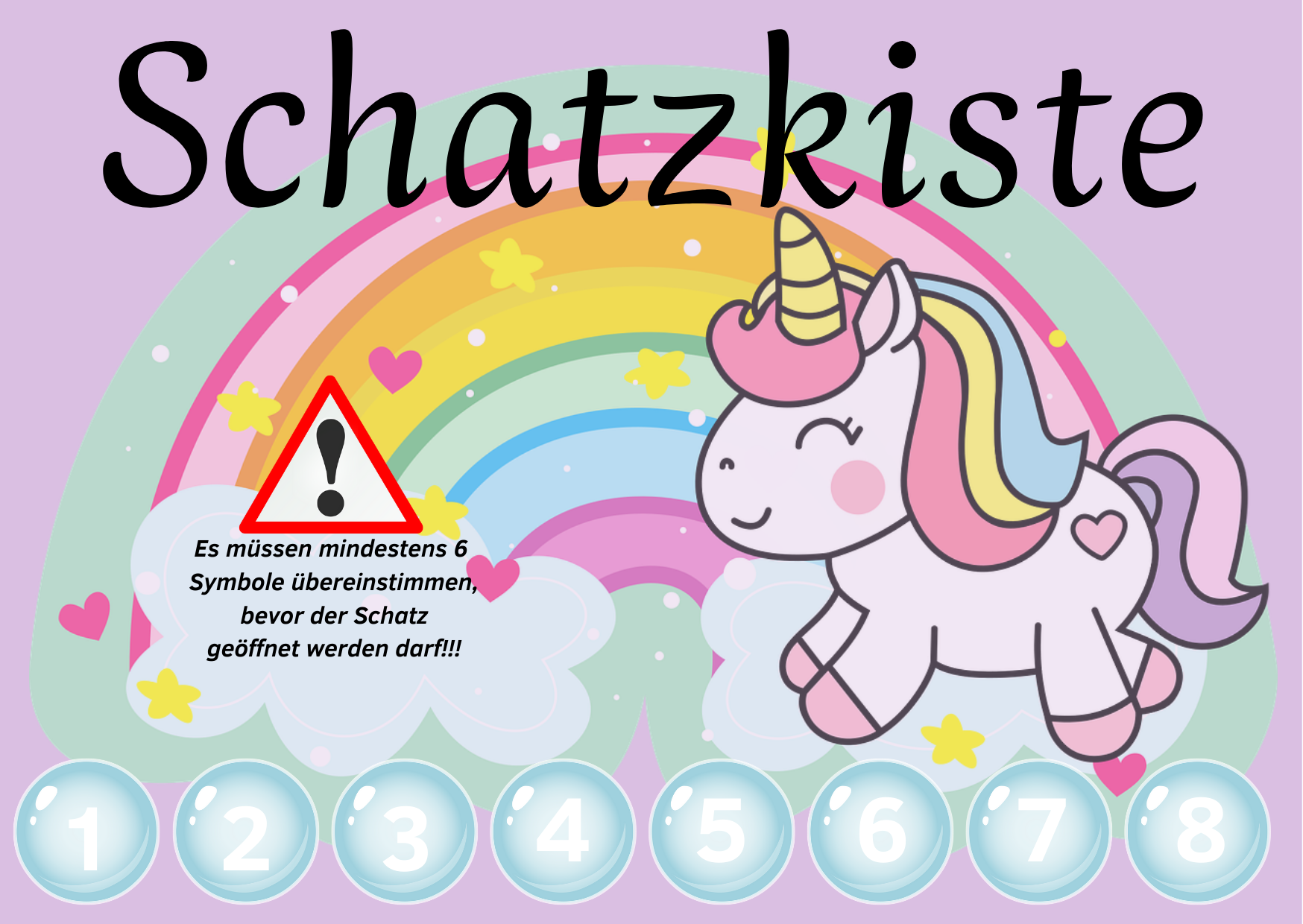 Einhorn Schatzsuche - Vorlage und Aufgaben kostenlos zum Ausdrucken