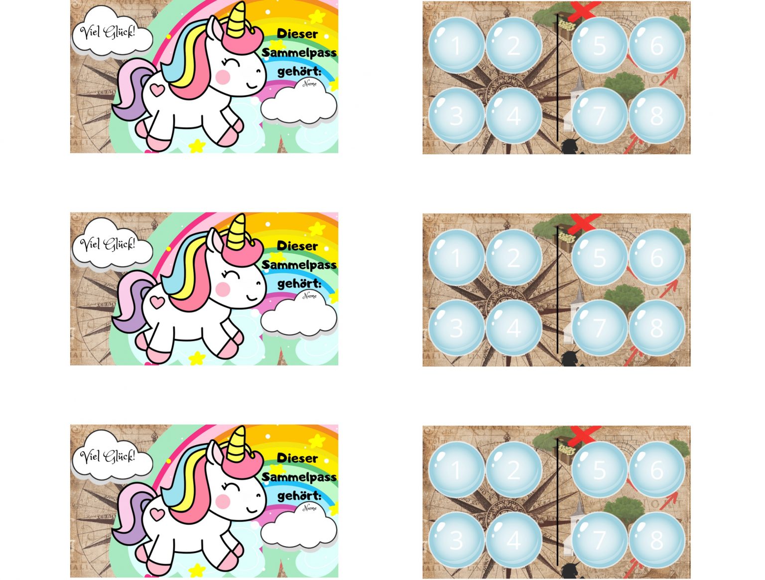 Einhorn Schatzsuche - Vorlage und Aufgaben kostenlos zum Ausdrucken